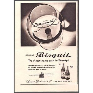 1960 Bisquit Cognac Brandy Snifter Glass Vintage Print Ad Dubouche Wall Art